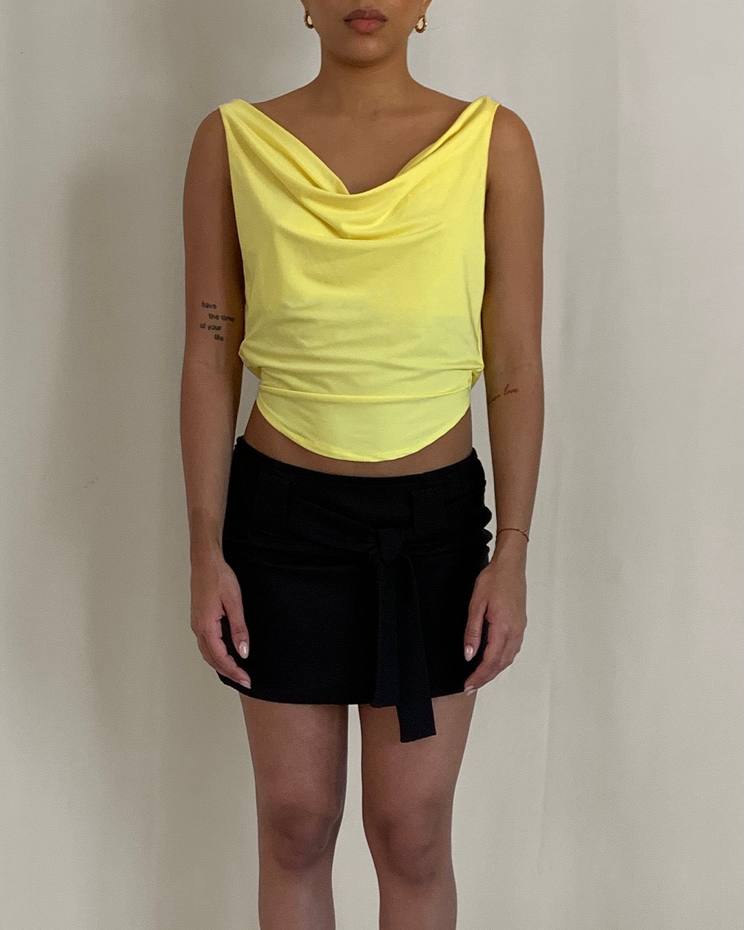 Unreleased cowl neck top in yellow