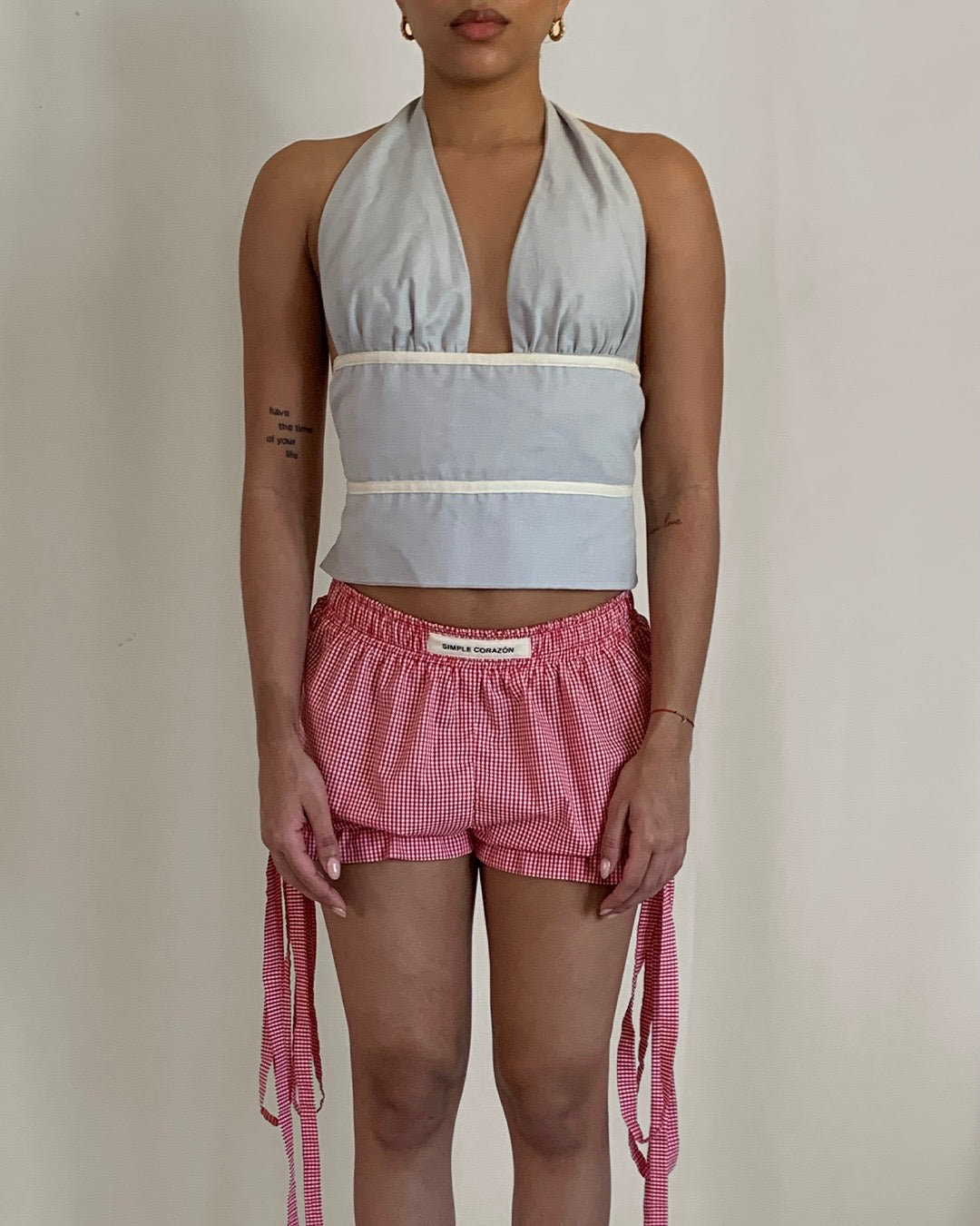 Halter wrap top in ash