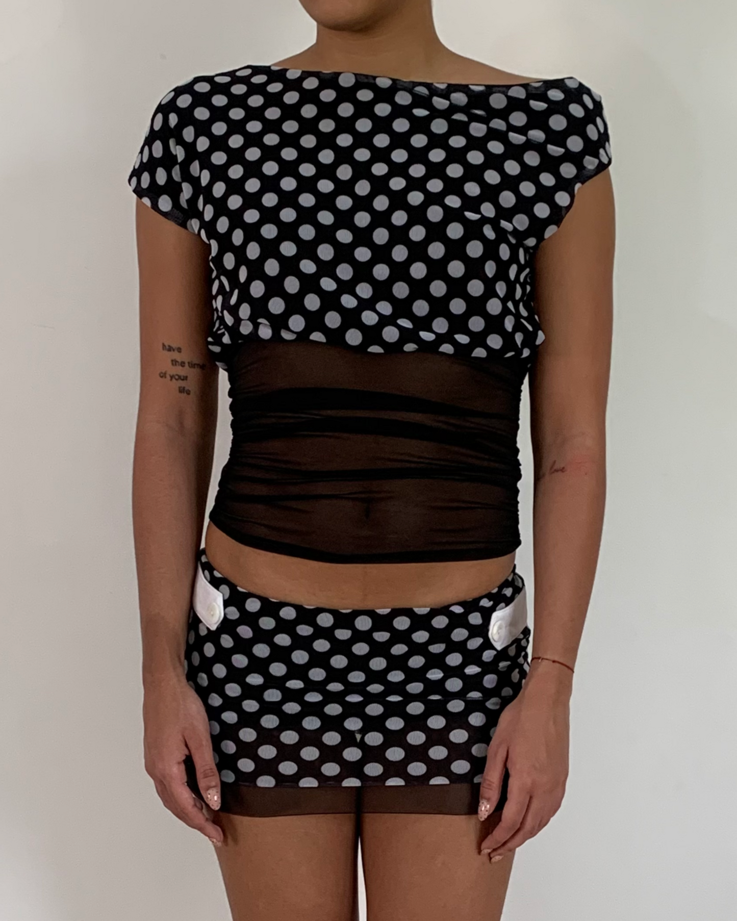 Paloma top - black polka