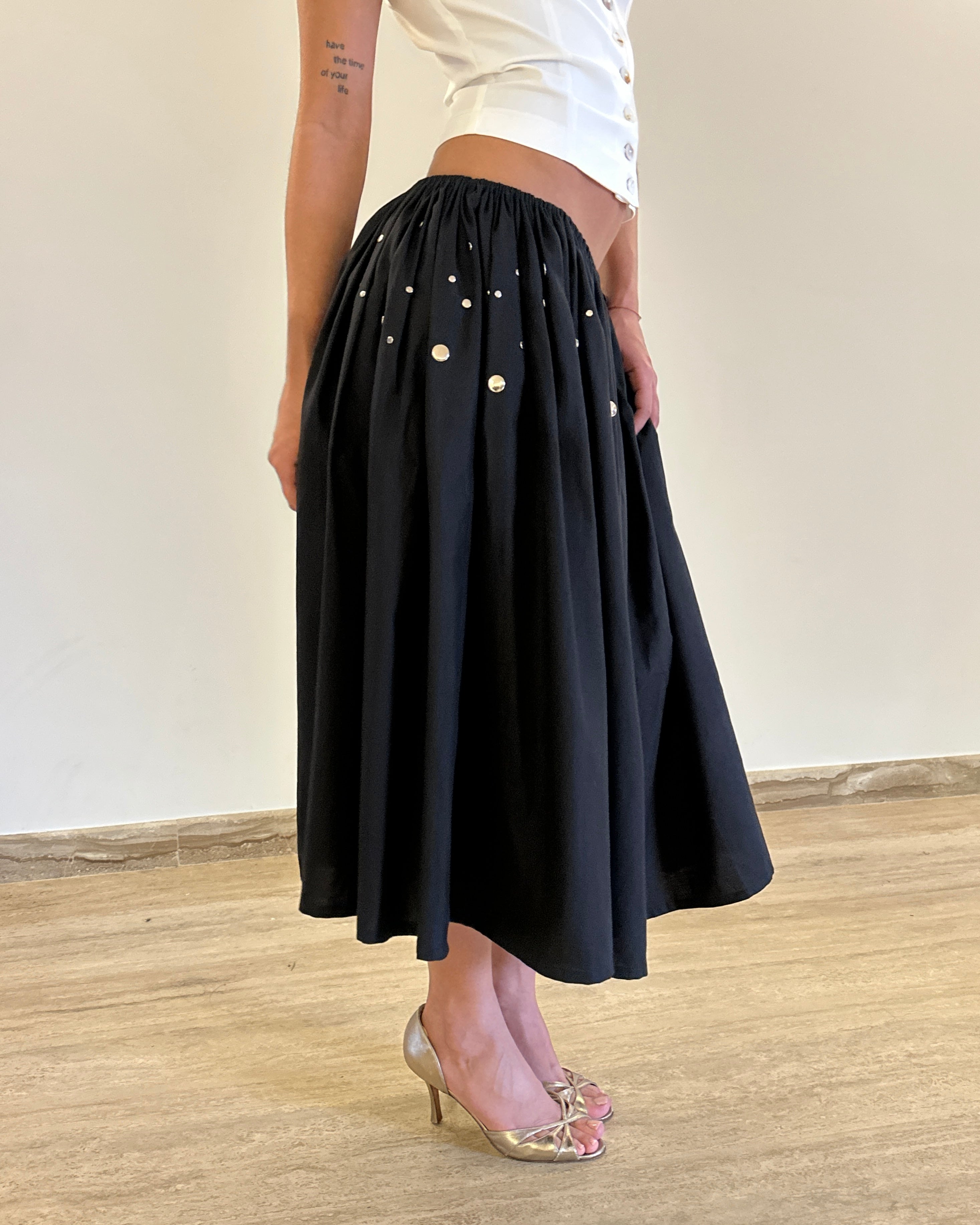 Volume midi skirt - black studs
