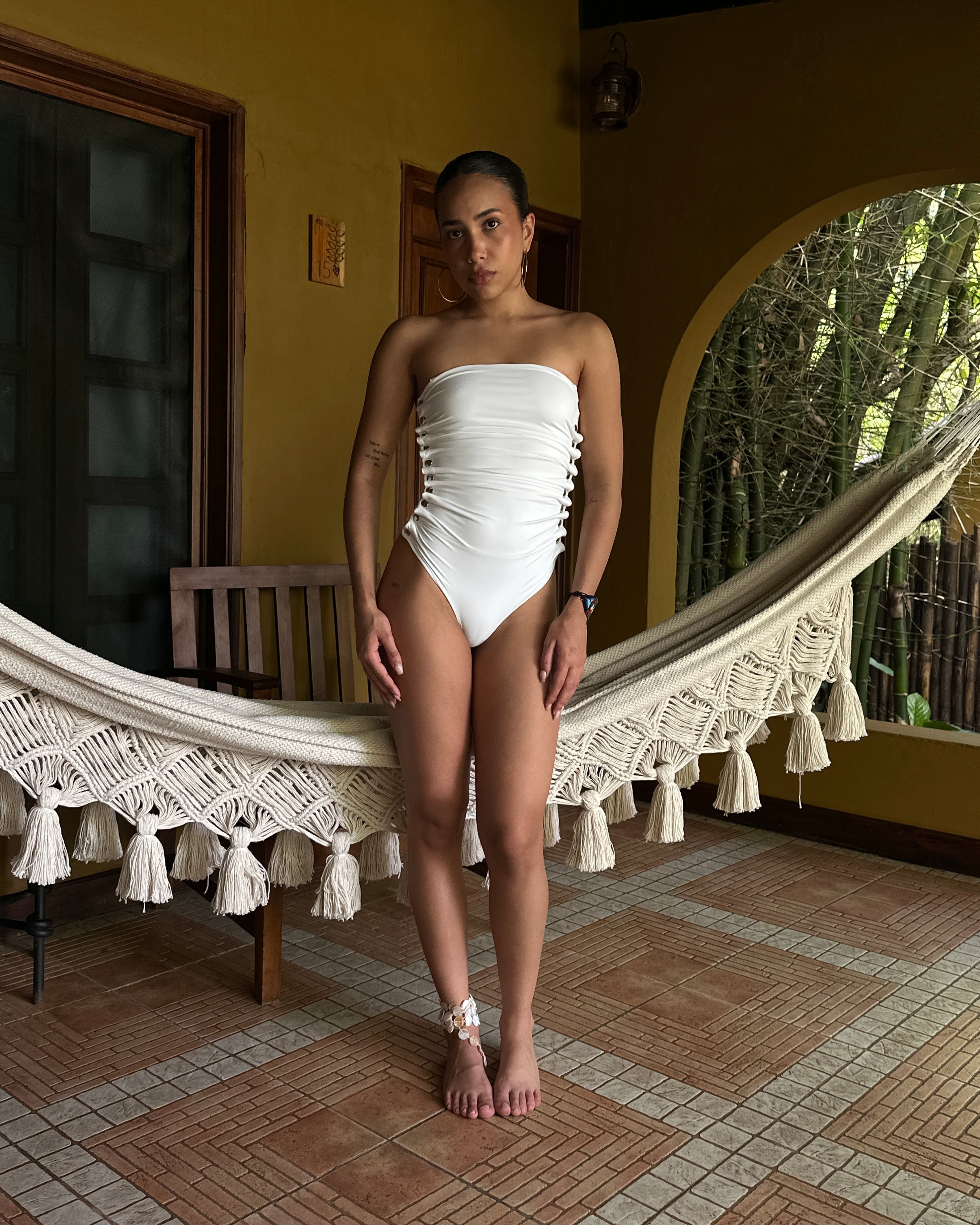 Puzzle bodysuit - white