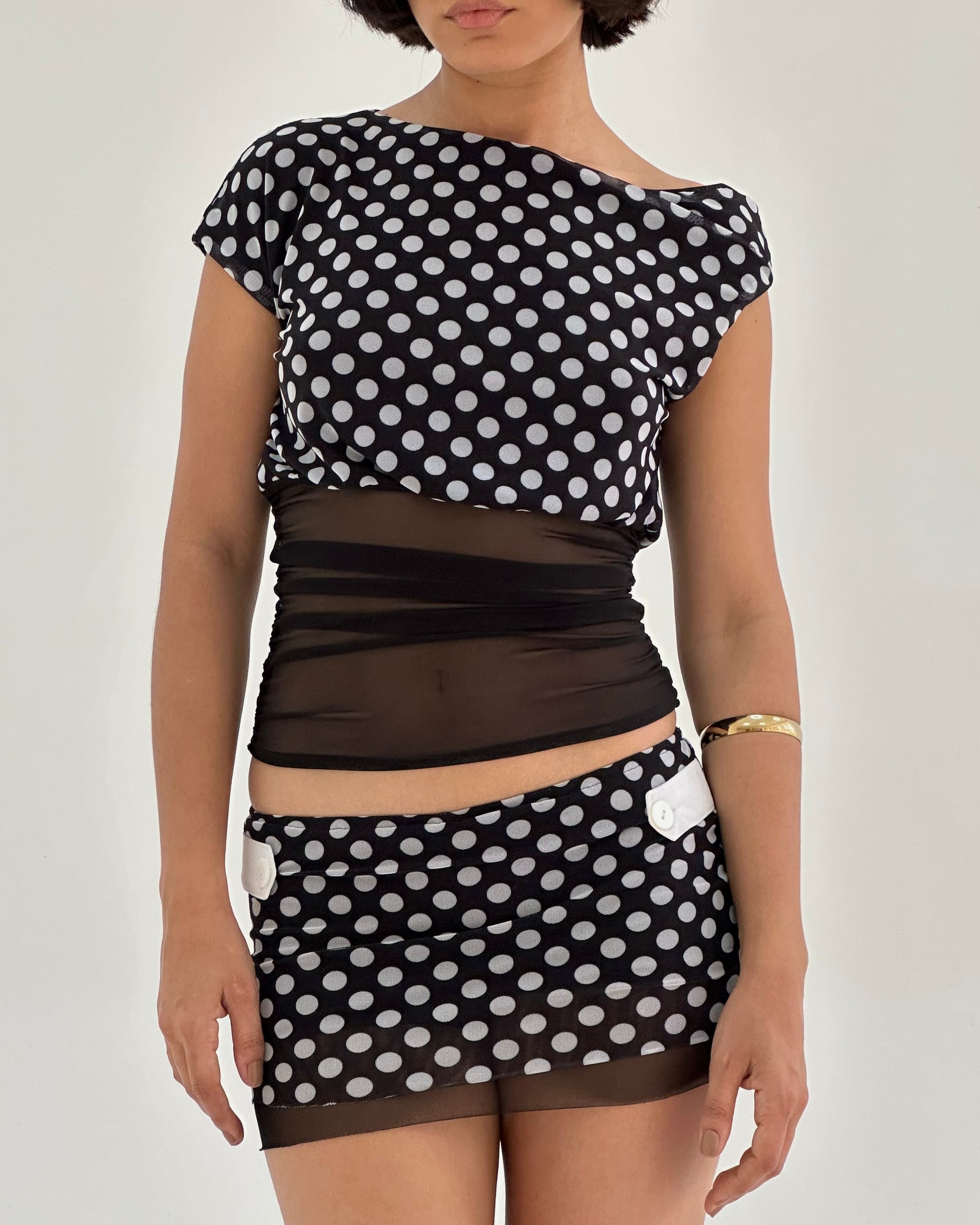 Paloma top - black polka