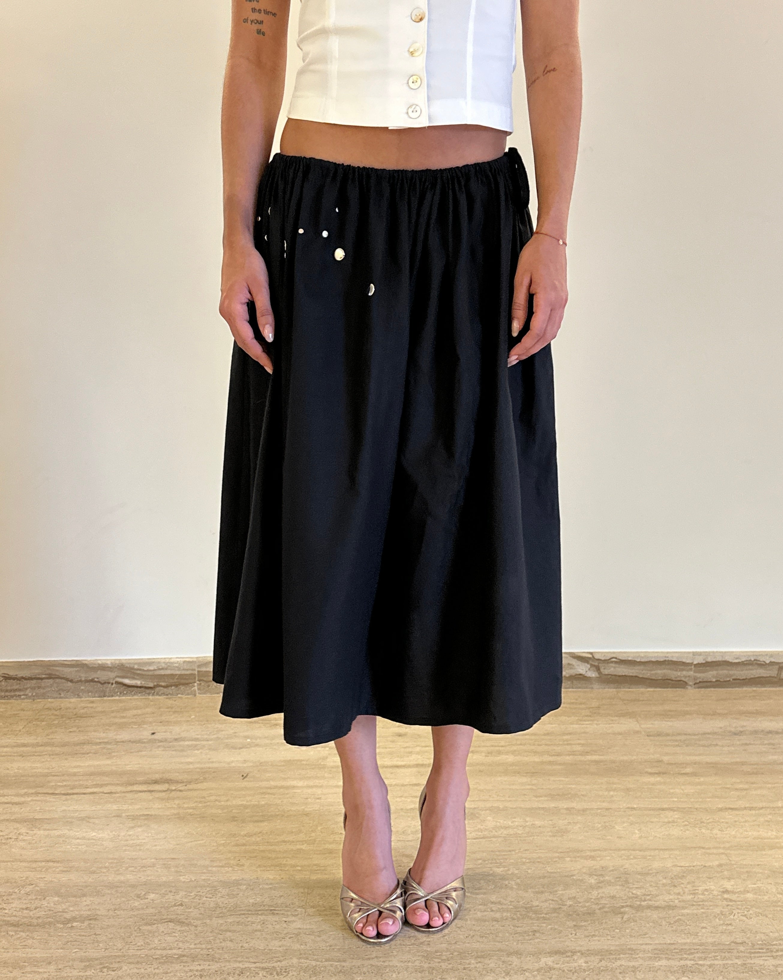 Volume midi skirt - black studs