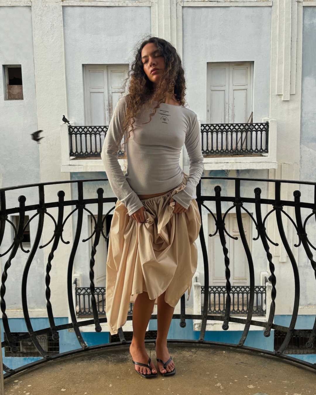 Volume midi skirt - Ivory