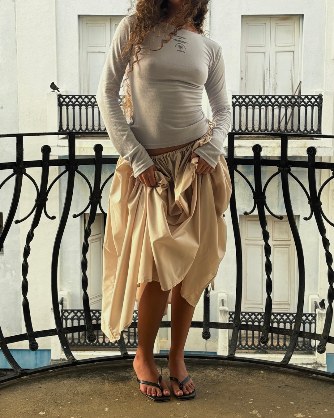 Volume midi skirt - Ivory