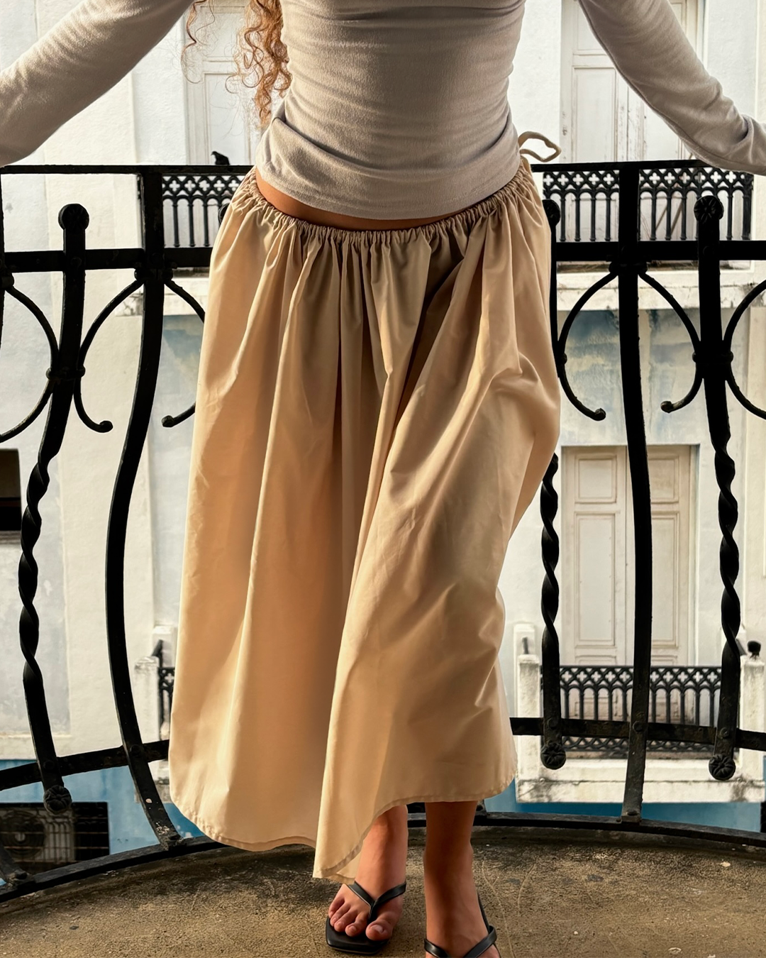 Volume midi skirt - Ivory