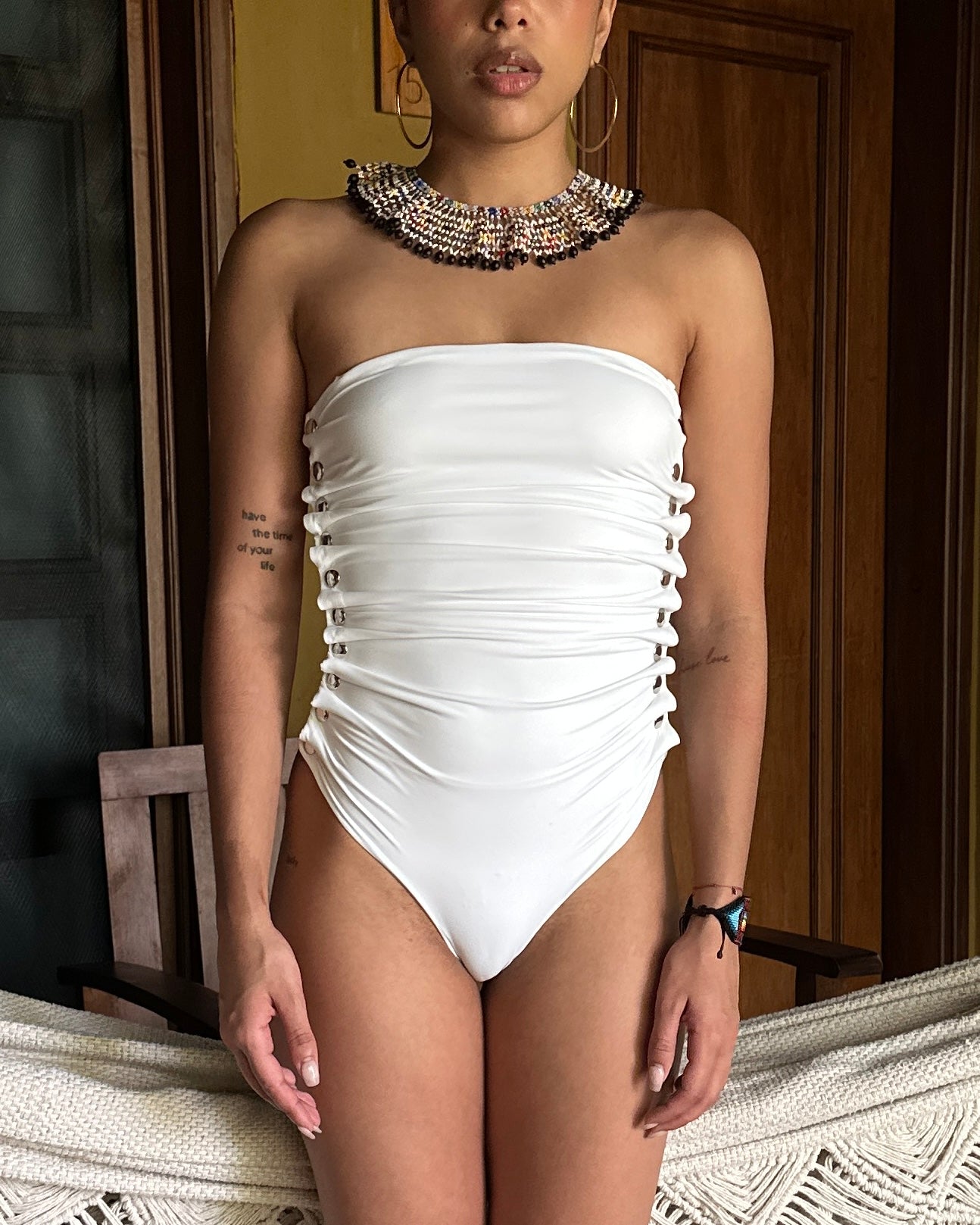 Puzzle bodysuit - white