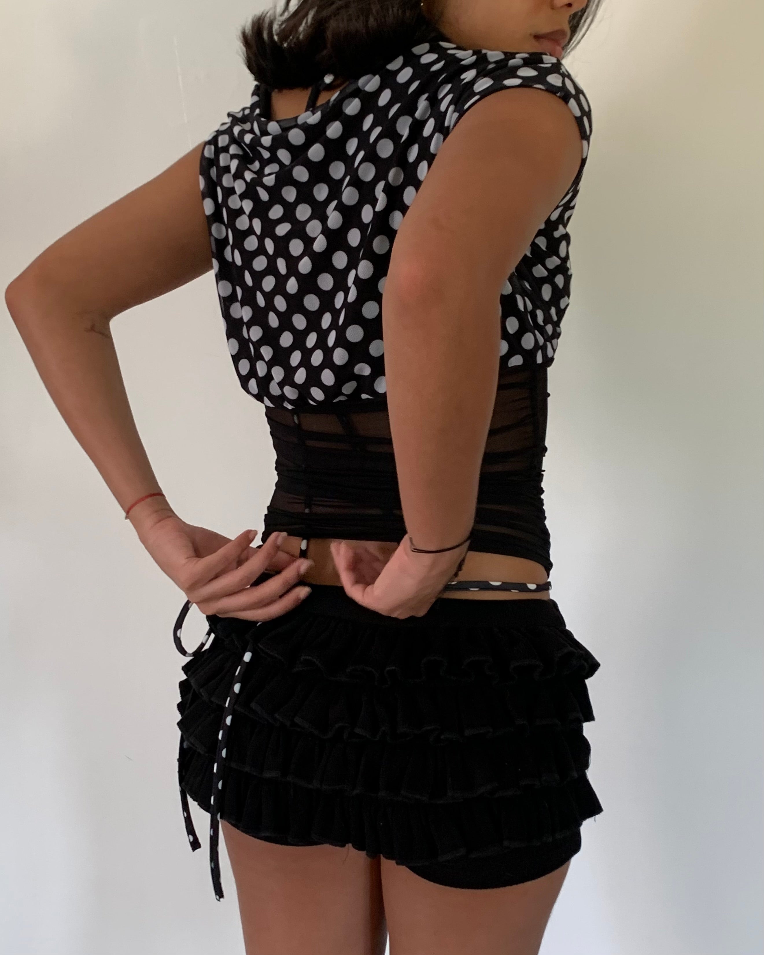 Paloma top - black polka