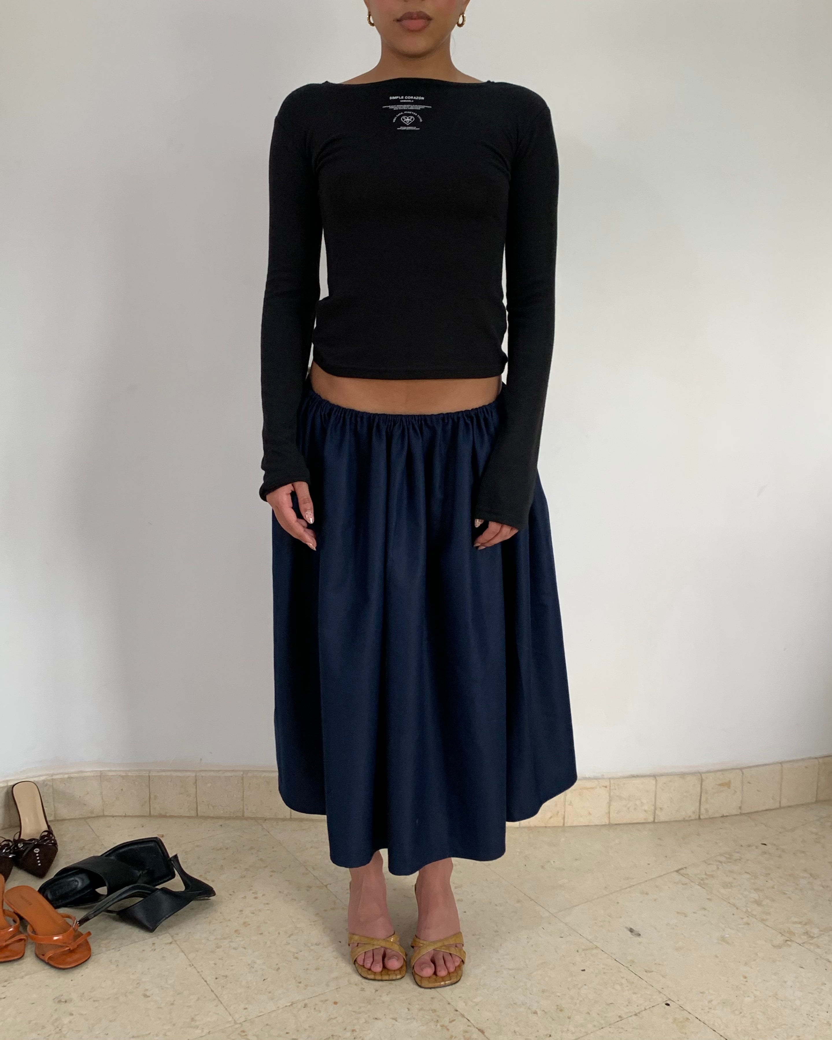 Volume midi skirt - Navy