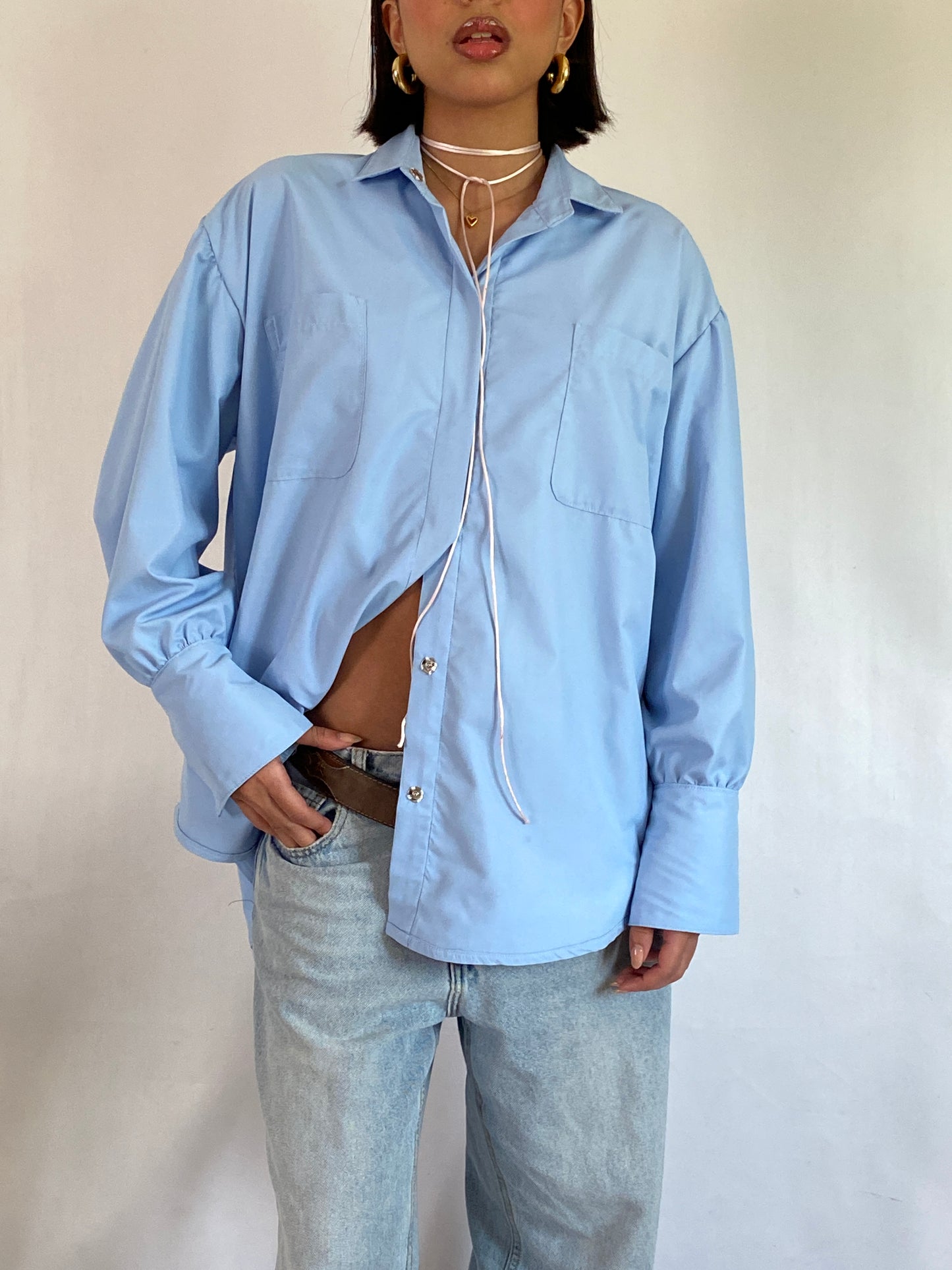 Boyfriend Shirt -Sky Blue