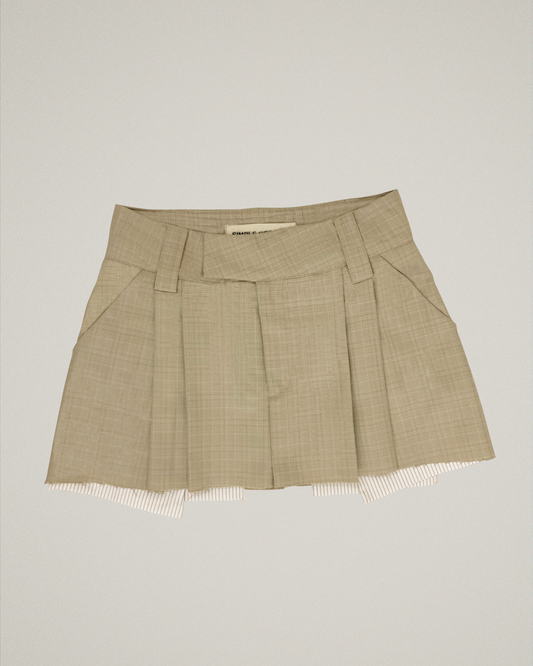 Cropped pleat mini skirt